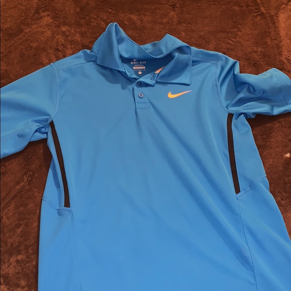 nike dri fit blue and orange polo
